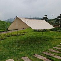 야외 휴대용 차양막 캠핑 천 캐노피 카페 가림막, 액세서리 패키지 6개의 못 + 6개의 로프, 베이지