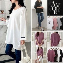 아이우먼 빅사이즈 롱 티셔츠 모음 긴팔 반팔 7부 박스 오버핏