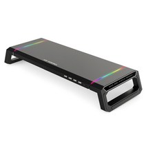 핫딜 제우스랩거치대 ssok3 T1 노트북 모니터 스탠드 라이저 RGB 지원 4 USB 휴대폰 홀더 서랍 보관함 PC용 높임 브래킷, [01] black