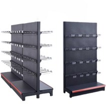 타공 스탠드 선반 진열대 매대 타공판 후크 마트 블랙, 길이70 x 폭38 x 높이195CM(네트형)