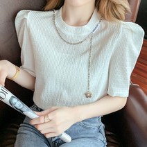 아이쁨 셔링 퍼프소매 여성스러운 블라우스 티셔츠 AIM9001