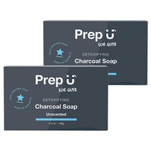 Prep U ; 남성 청소년 및 운동 선수를 위한 활성탄 비누 바 - 천연 성분 - 벤토나이트 클레이가 있는 데일리 페이스 및 바디 클렌징 - 지성 피부 제어 - 무향 - 99.