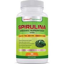 POTENT NATURALS Organic Spirulina 3000mg 180 Veggie Capsules Green Algae Superfood Dietary Supplemen, 1