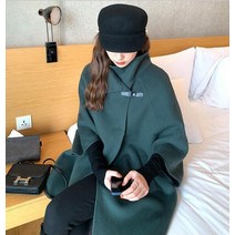 FANSYLI 여성 케이프 코트 추동 모직 코트 9F