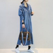 원피스 로미홀리 셔츠 자켓 데님 롱 캐주얼 남방 여성 루즈핏 청 데일리