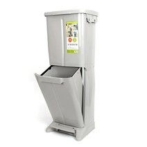 마이스타일 2단 페달 분리수거함, 그레이, 1개