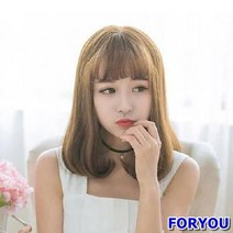 ForU629 여자 패션 컬 단발 통가발 전체가발 단발가발 가발 티안나는가발 패션가발, 자연블랙 망있음