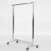 [샵앤몰] 30048 매장용 철제 일자 이동식 행거 (803 사각버튼 행거 크럼도금)