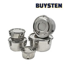 바이스텐 국산 올스텐 고리 반찬통 찬합 원형 밀폐보관용기 김치통 캐니스터4호 1130ml, 4호(1130ml)