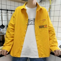 남성상의셔츠 카고 긴 소매 트렌드 멋진 코트 룩 와이드 루즈핏 청소년 와이셔츠 2953513828