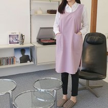 방가지똥 앞치마 통원피스 라벤더 린넨 앞치마 단추없는