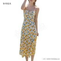 끈나시 원피스 여름 여성 프린트 사이드 오픈포크 롱 스커트 뉴타임즈 C11 S212H898