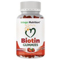 INTEGO Nutrition 비오틴 구미 네추럴 스트로베리 60 젤리, 1개, 60정