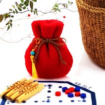 어린이 윷놀이세트 복주머니포장(유아윷놀이세트 어린이집 설날선물), 빨강