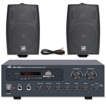 MA-520 SET-1 지앤에스 미니 앰프 방수 스피커 세트 USB 블루투스 라디오 카페 매장 강의실 안전교육장 농장 학교 교회 군부대등, 흰색 스피커