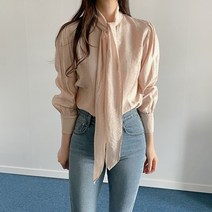 새틴 스카프 드레시 블라우스 국내제작 하객룩 봄코디 데이트 연말파티