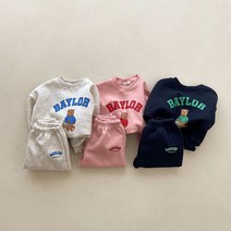 바로배송 베일러 곰돌이 기모 상하 세트 여아 남아 체육복 데일리 등하원룩 문센룩 북유럽풍 수입