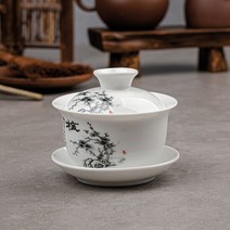 매화 사군자 개완 도자기 찻잔 개합잔 다기, 단품