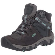 KEEN 여성용 스틴스 중간 높이 가죽 방수 하이킹 부츠 스틸 그레이/오션 웨이브, 9.5, Steel Grey/Ocean Wave