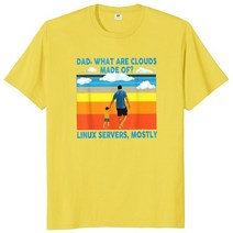 서버컴퓨터 데스크탑 노트북 아빠 남자로 만든 구름은 무엇입니까 39 s tshirt linux 프로그래머 funny t shirt 아버지의 날 선물 homme camiseta, 노란색, m