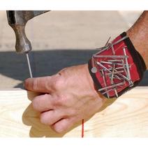 자석공구 손목 자석밴드 초강력 자석손목밴드 자석팔찌 공구팔찌 볼트 너트 못 보관용이, 레드, 3단