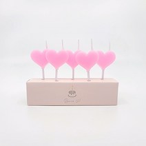 보니스유 납작 하트초(5개입) 생일 케이크 초 파티 캔들, 핑크, 1세트