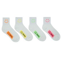 스마일 형광 양말 4팩 세트