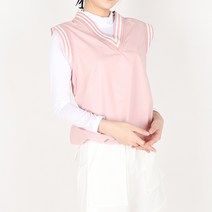 여성 봄 간절기 V라인 우븐 바람막이 골프 조끼 베스트