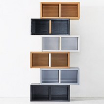 국내제작 이케아 모듈 블럭형 2칸 책장 1P 서재 거실 원룸 자취방 다용도수납 진열대, 지연그레이