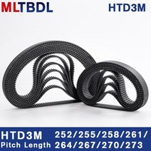 타이밍 벨트 풀리 타임 HTD 3M 타이밍 벨트 252/255/258/261/264/267/270/273mm 6/9/10/15mm 고무 벨트, 10mm_261mm_2개