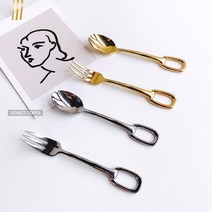 [골드링 디저트 티스푼/포크](2 color) 실버링 카페 고리 양식기 커트러리 세트, 티포크