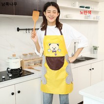 홈 앞치마 방수 방오 요리 앞치마 허리둘레 한국판 창의 러블리 곰돌이 목걸이 핸드타올 앞치마, 곰돌이 손 앞치마 옐로우