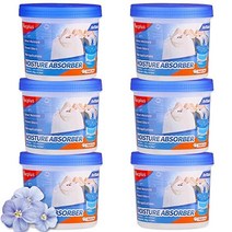Vacplus 리필 가능한 수분 흡수 버킷 - 옷장용 297 7g(10 5온스) 제습기 흡수력이 뛰어난 제습기 백 지하실용 및 냄새 제거제 신선한 리넨 향 6팩, 더치 블루.