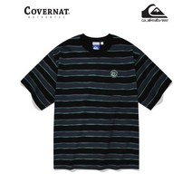 COVERNAT X QUIKSILVER 스트라이프 와펜 티셔츠 블랙 CO2105STQ1BK