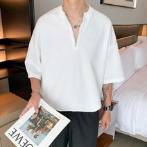 조르지오 남성 유니크 여름 패션 지퍼 스타일 라운드넥 면티