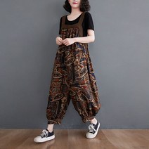 여성 여름 레트로 린넨 멜빵바지 점프수트 똥싼 치마 바지 9부