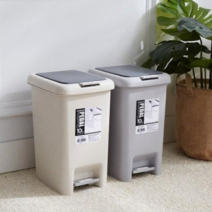 포코픽 원터치 페달 휴지통 분리수거함 쓰레기통 10L 20L, 모던 베이지