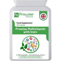PH PROWISE Healthcare 철 180 정제 (6 개월 에스코트)로 완전한 종합 비타민 | 매일 멀티 비타민 보충제 | 비건 채식 지원 | 영국에서 생산, 3개