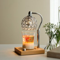 엔틱 우드 캔들워머 + 퓨어&아로마 디자인 천연소이캔들 세트, 화이트자스민&민트(300g), 비주우드 워머(실버)