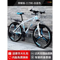 산악 자전거 남성용 가변 속도 청소년 성인 등교 출근 MTB, 30단, 24인치, 글로리 스틸 프레임 3도 화이트 블루