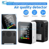 Aideepen 휴대용 온도 습도 LCD 디지털 다기능 TVOC HCHO 공기질 모니터 CO2 측정기 5 in 1 가스 감지기, 02 black
