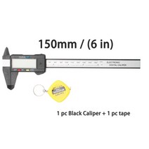 측정 공구 LCD 디지털 전자 탄소 섬유 버니어 캘리퍼스 게이지 마이크로 미터 측정 도구 100/150mm 4/6 인치 1m 줄자, 06 Black 150 tape