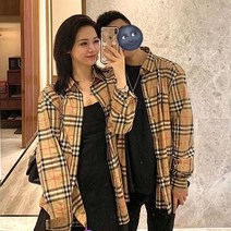 네이워에스엔 남여 공용 커플용 간절기 체크무늬셔츠