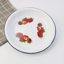 예쁜 카페접시 빈티지그릇 유럽과 미국의 두꺼운 에나멜 접시 클래식 인쇄 차가운 20/22/24/26 cm 대형 식기 정원 과일 트레이 내구성, 19.5cm Style 4