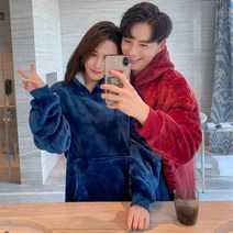 겨울 극세사 무릎 담요 입는 후드 캠핑 망토 커플