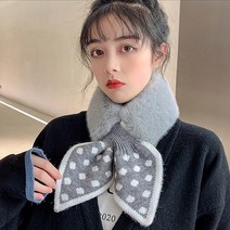 도트 니트 퍼 목도리