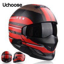 UCHOOSE-분리형 다목적 레트로 헬멧 조합 오토바이 기관차 개성 하프 프레데터, 10 B3