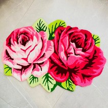 레드 로즈 꽃무늬 플라워 매트 카펫 러그 홈 영역 80x55cm 자수 장미 꽃 욕실 패드 도어 거실 침대 옆 인테리어
