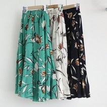 롱치마 프릴 A라인 플레어 여름 거즈/플라워 면 스커트