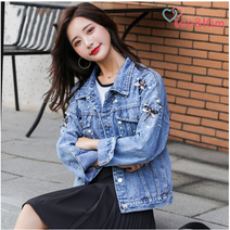 리앤킴 여성 봄 빅사이즈 진주 청 자켓 WA134